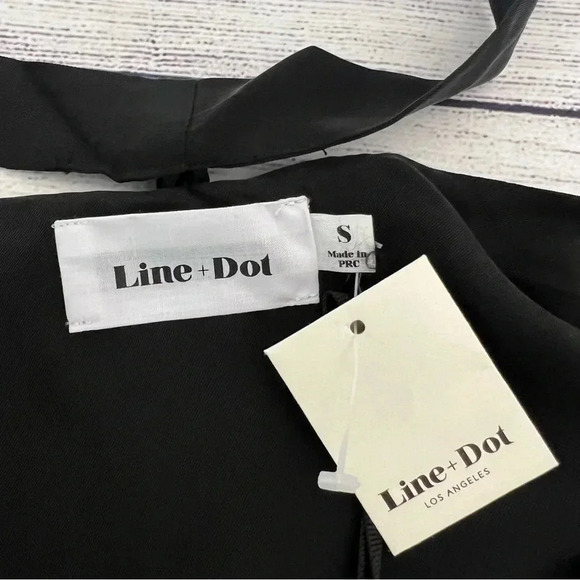 Line & Dot Cupro Cold Shoulder Black Top Tie Neck Women’s Size S NEW - Picture 6 of 10